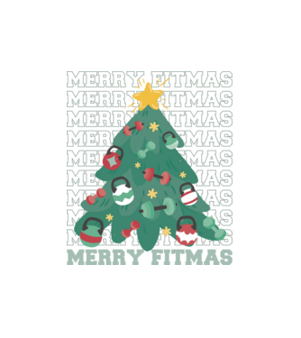 Merry Fitmas Karácsonyfa Fitness minta fehér pólón