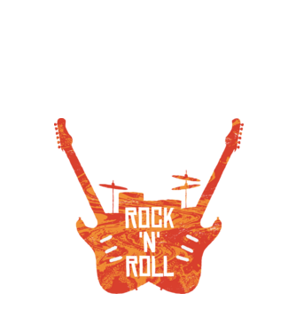 Rock N Roll Gitár minta fekete pólón