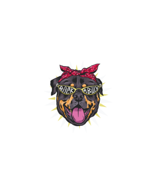 Rockabilly Rottweiler minta szürke pólón