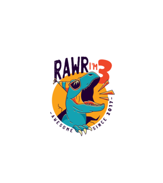 Rawr i'm 3 - awesome since 2017 minta fehér pólón