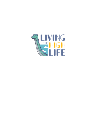 Living the High Life Dinoszaurusz minta fekete pólón