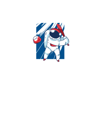 Űrhajós Baseball minta fekete pólón