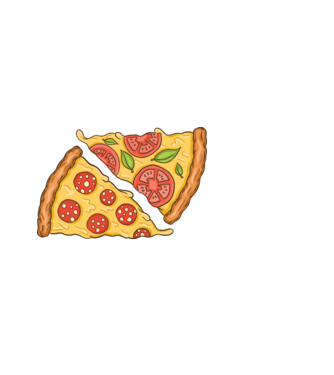Pizza szeletek minta fekete pólón