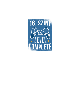 16. szint level completed minta fekete pólón