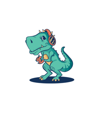 Gaming Dinosaur minta fehér pólón