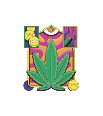 Hippy Kannabisz minta fehér pólón
