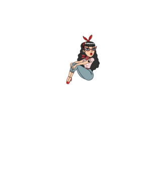 Rockabilly lány minta fehér pólón