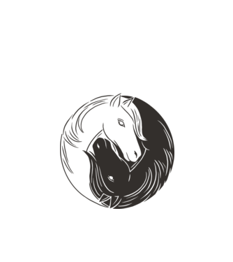 Yin Yang Lovas minta fehér pólón