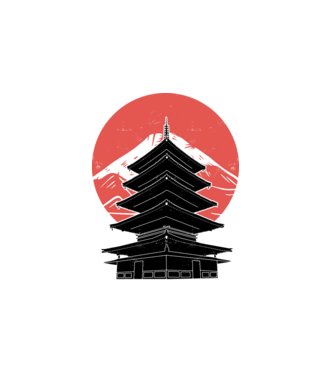 Fuji Pagoda minta fehér pólón