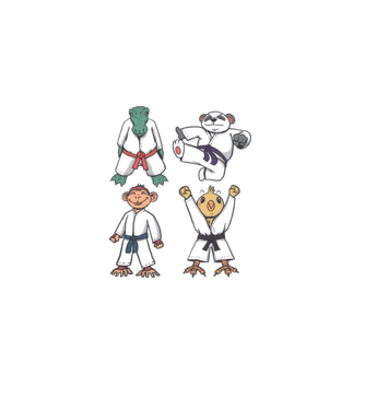 Judo állatok minta fehér pólón
