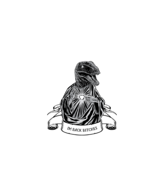 Jézus Raptor Dinoszaurusz minta türkiz pólón