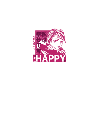 I'm happy antiszociális Anime Lány minta sötétkék pólón