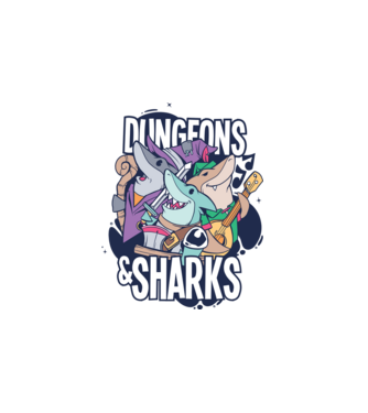 Dungeon Sharks minta fehér pólón