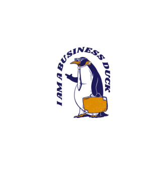 Business penguin minta szürke pólón