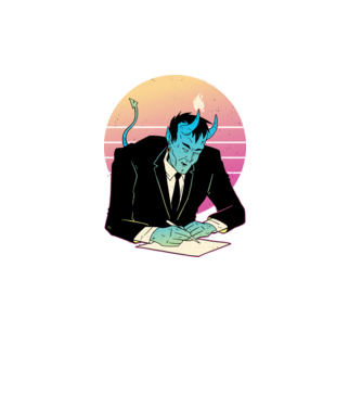 Devil vaporwave minta fekete pólón