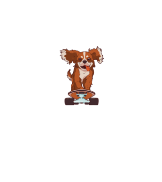 Gördeszkás Cavalier King Spániel minta farmerkék pólón