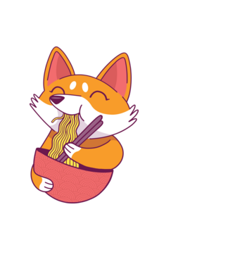 Corgi ramennel minta fekete pólón