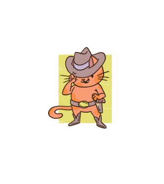 Cowboy macska minta fekete pólón
