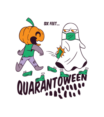 Quarantoween minta fehér pólón