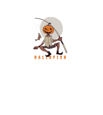Hallofish - Horgász Halloween minta fekete pólón