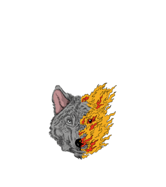 Fire Wolf Farkas minta fekete pólón