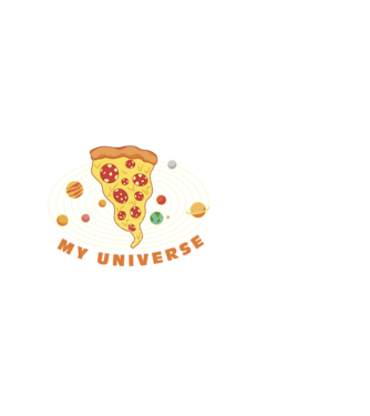 Pizza univerzum minta fehér pólón