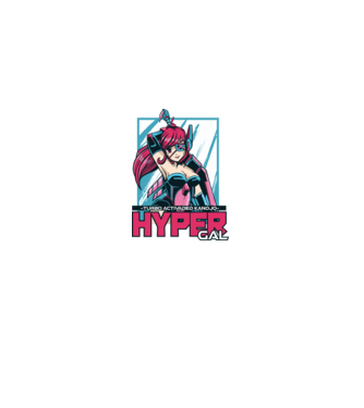 Hyper Gal - Anime lány minta fekete pólón