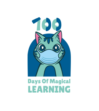 100 Days Of Magical learning minta fehér pólón