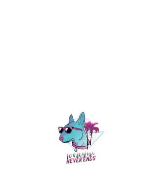 Bullterrier Neon Retro vicces póló minta sötétkék pólón