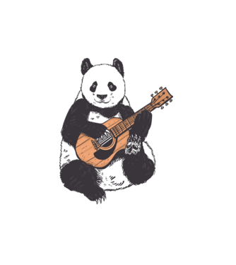 Gitáros panda minta fehér pólón