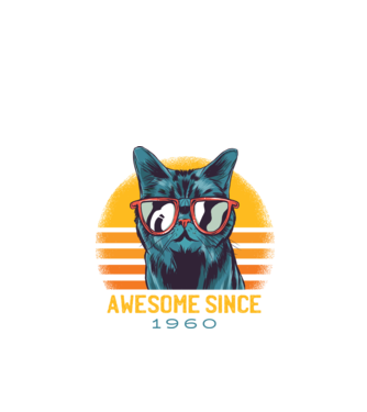 Awesome since 1960 Cat Cicás póló minta fekete pólón