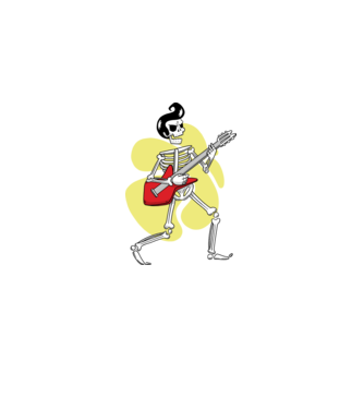 Gitáros Elvis Csontváz minta zöld pólón