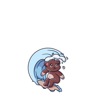 Surfing Cute Bear minta fekete pólón