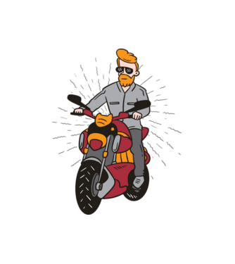 Motoros fickó minta fehér pólón