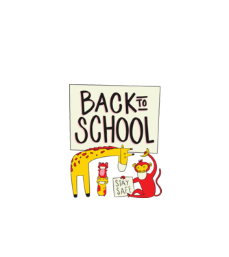 Back To School Állatok minta almazöld pólón