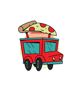 Pizza Truck minta fehér pólón