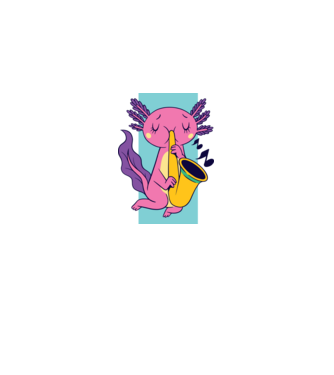 Szaxofonozó axolotl  minta fekete pólón
