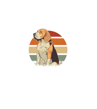 Beagle Retro Sunset minta fekete pólón