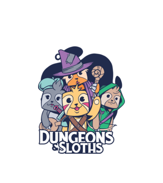 Sloths Dungeons minta fehér pólón