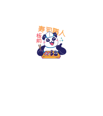 Panda Sushi Séf minta királykék pólón