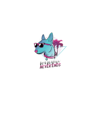Bullterrier Neon Retro vicces póló minta fekete pólón