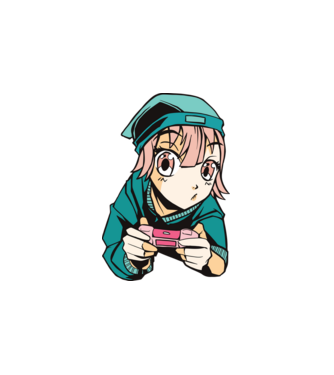 Anime Gamer Lány minta fehér pólón