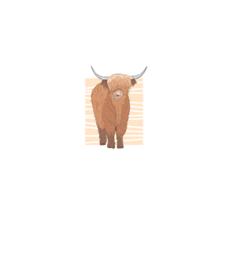 Skót Felföldi Marha minta farmerkék pólón