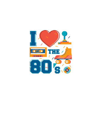 I love the 80s - Szeretem a 80as éveket minta fehér pólón