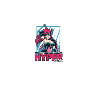 Hyper Gal - Anime lány minta fekete pólón
