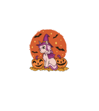 Halloween Unikornis minta fekete pólón