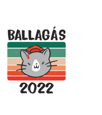 Ballagó cica fehérre 2022 minta fekete pólón