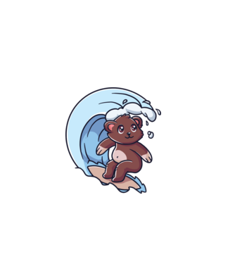 Surfing Cute Bear minta fekete pólón