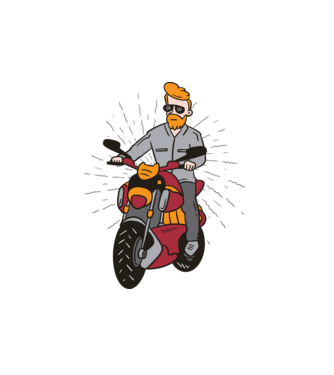 Motoros fickó minta fehér pólón