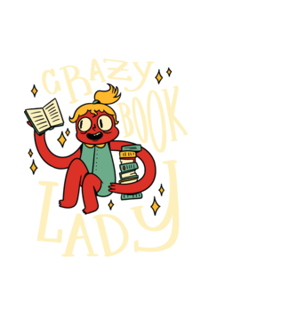 Crazy Book Lady minta fekete pólón